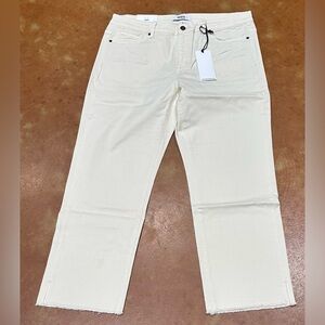 Nwt Mica Cream colored  Straight-Leg Crop Slit on bottom Jeans